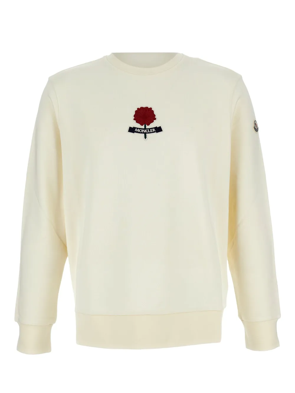 Moncler Sweater met ronde hals verfraaid met bloemen Beige