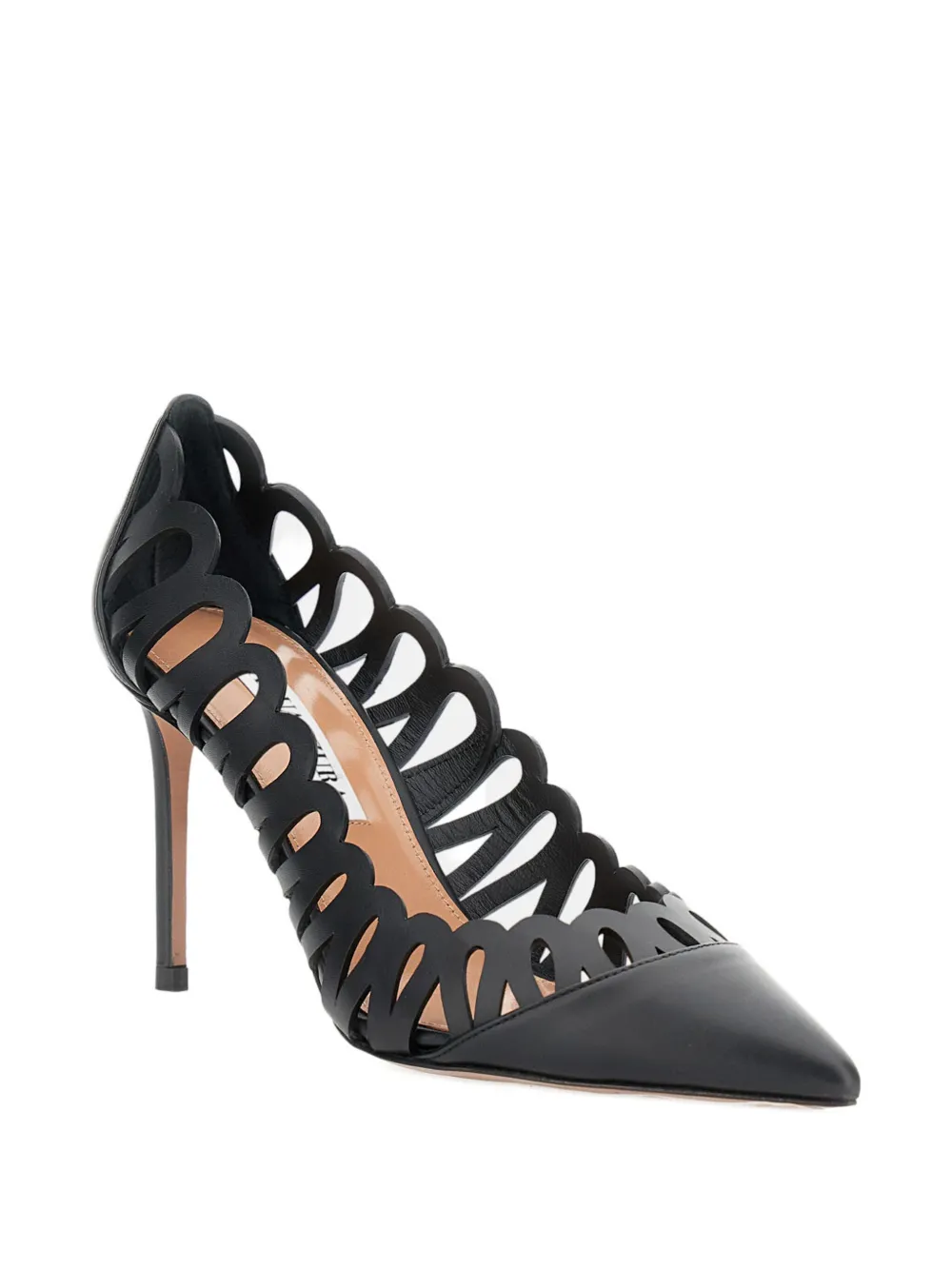 Aquazzura 85mm perforated leather pumps Black