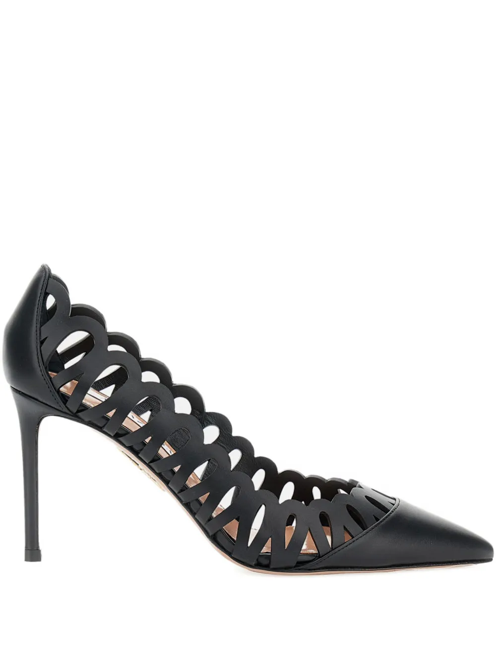 Aquazzura 85mm perforated leather pumps Black