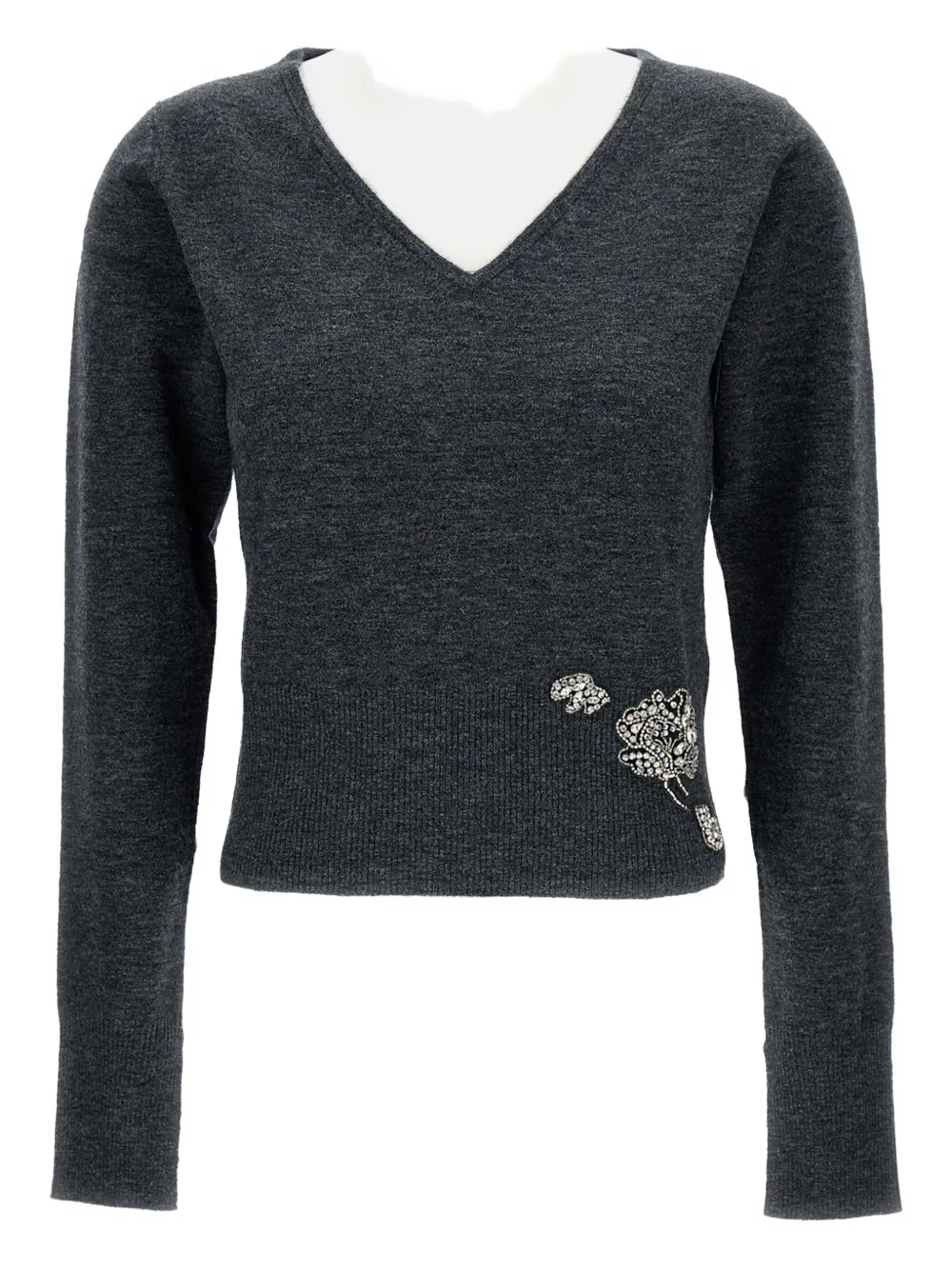 V-neck embellished sweater