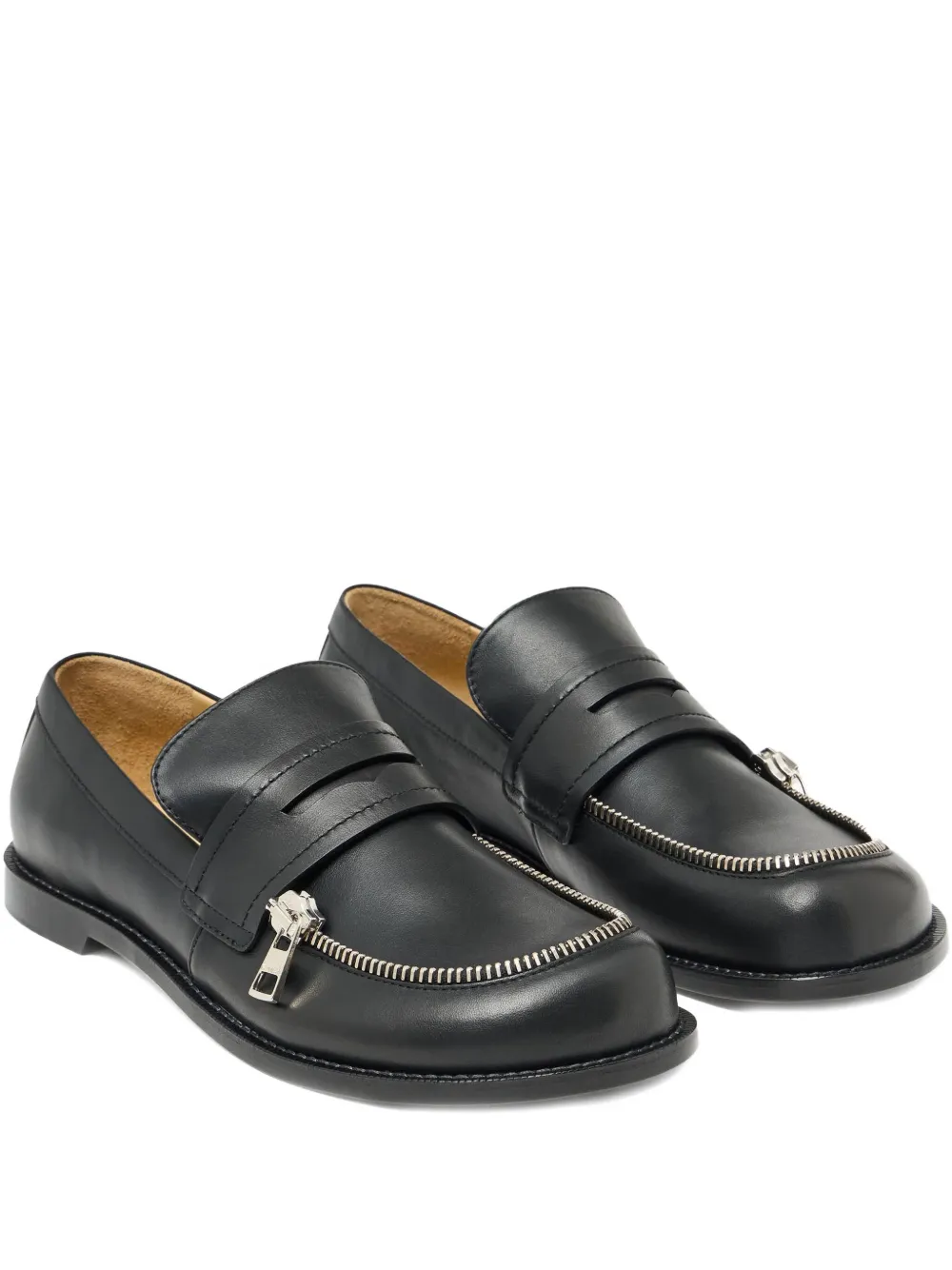JW Anderson zip-detail penny loafers Black