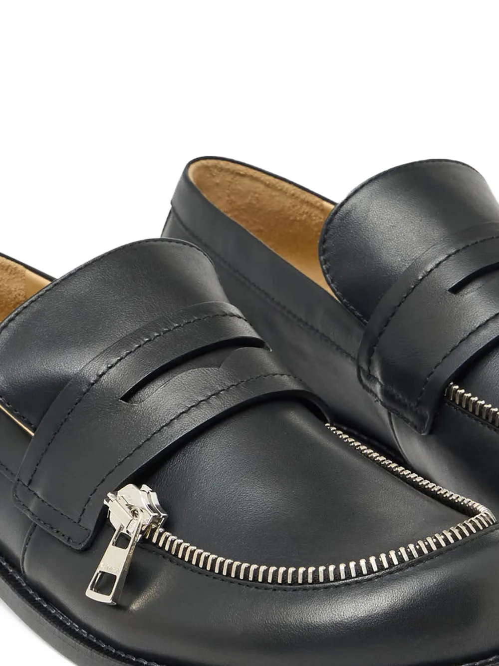 JW Anderson zip-detail penny loafers Black