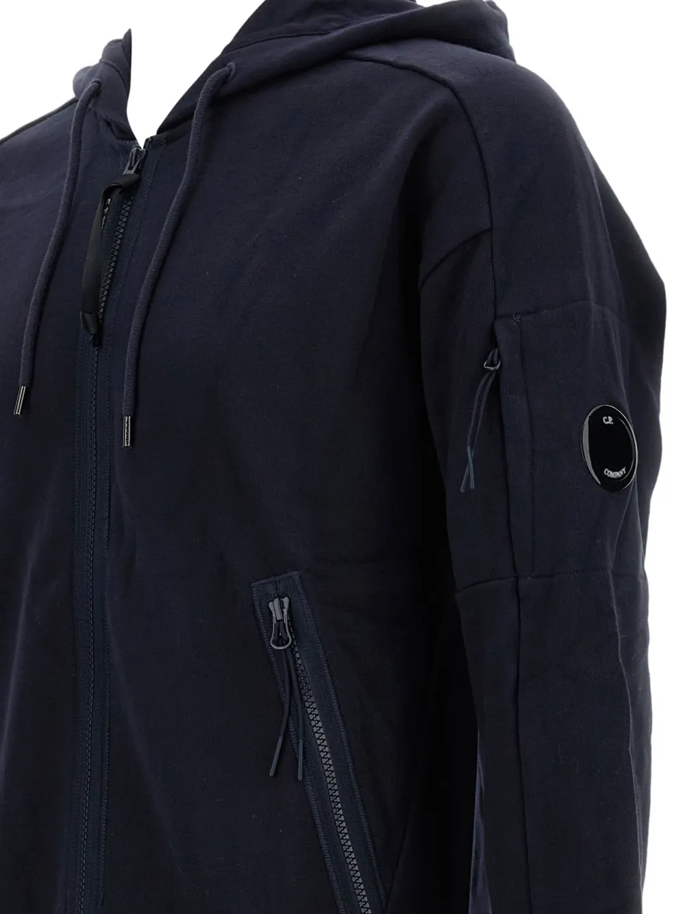 C.P. Company Hoodie met rits en lens-detail Blauw