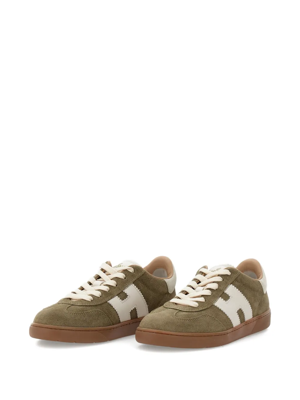 Hogan Leren sneakers met suède vlakken en H-logo - Groen