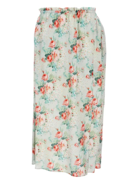 Simone Rocha floral-pattern elastic-waist midi skirt