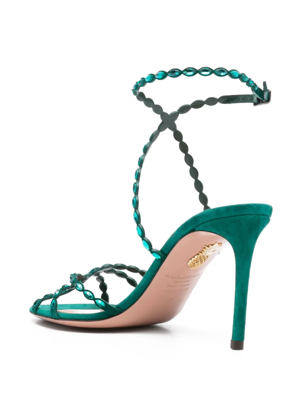 Aquazzura 90mm Love Struck embellished stiletto sandals Green