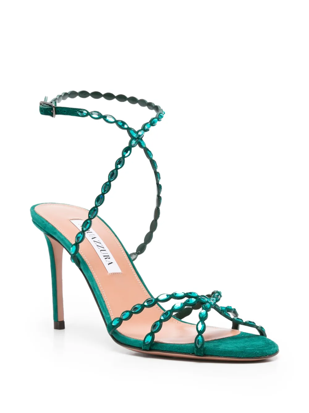 Aquazzura 90mm Love Struck embellished stiletto sandals Green