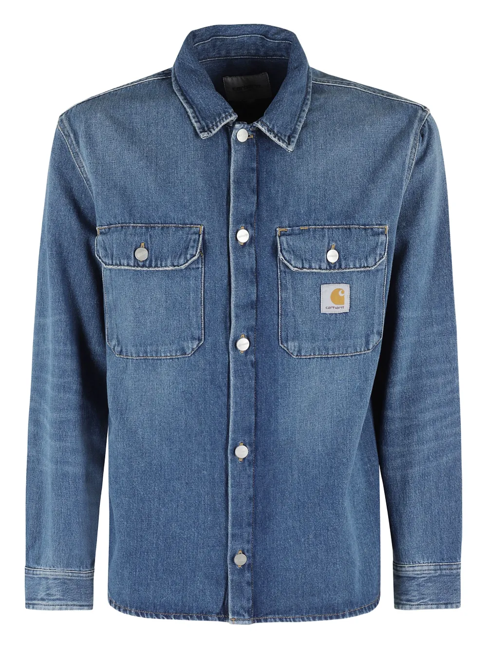 Carhartt WIP Harvey shirtjack met knoopsluiting en zakdetail Blauw