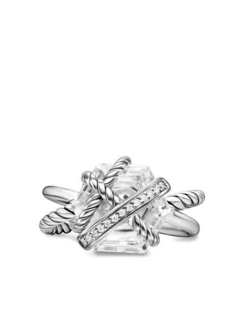 David Yurman sterling silver Cable Wrap diamond ring