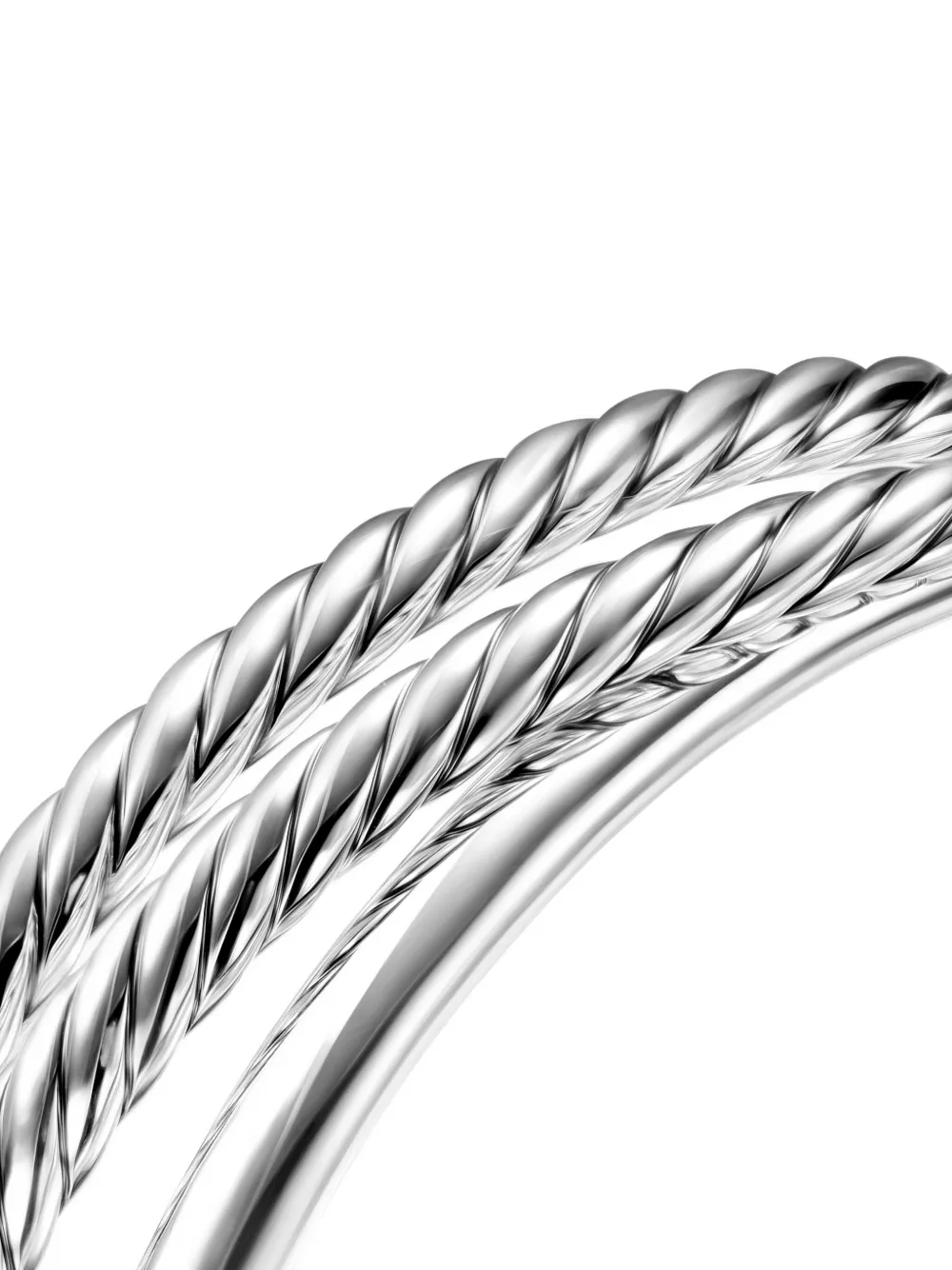 David Yurman Sterling Silver Bold Crossover Three Row Cuff Bracelet In Silver