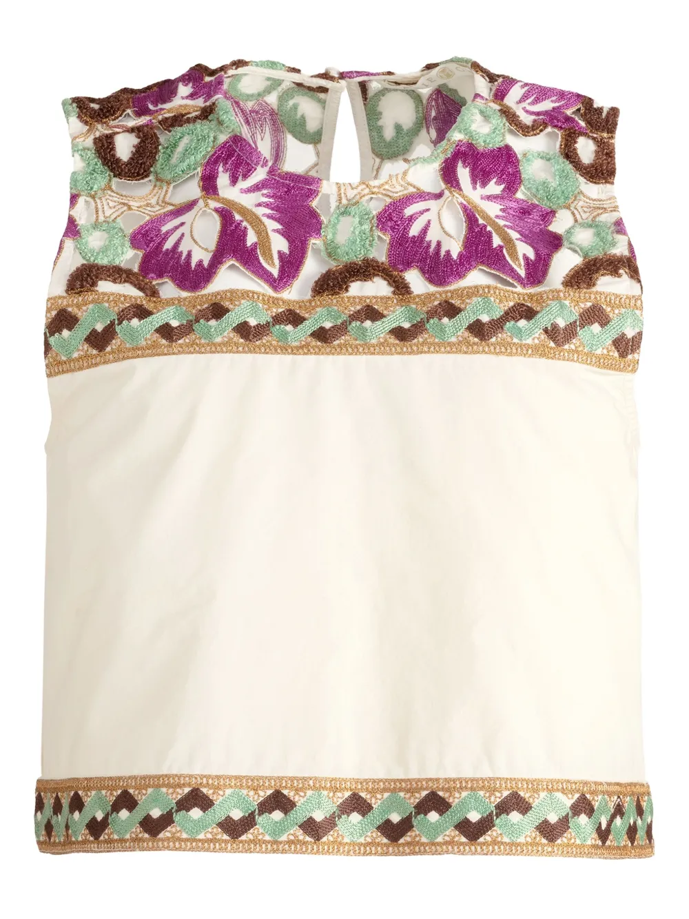 Marie Oliver Lorel Floral-embroidered Sleeveless Top