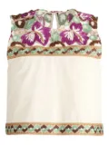 Marie Oliver Lorel floral-embroidered sleeveless top - Neutrals