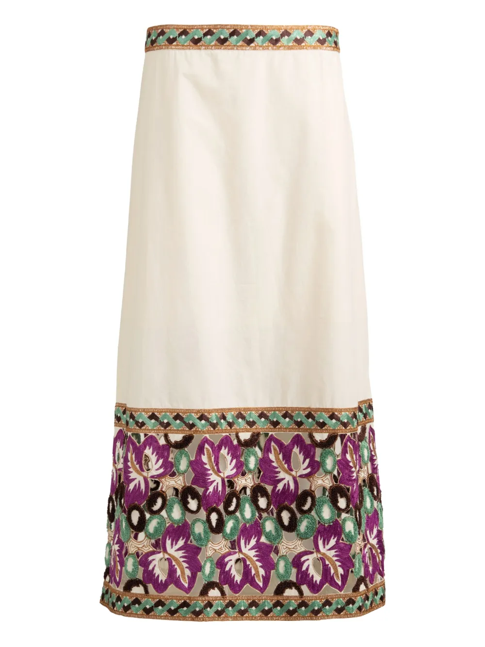 Albia embroidered floral-lace long skirt