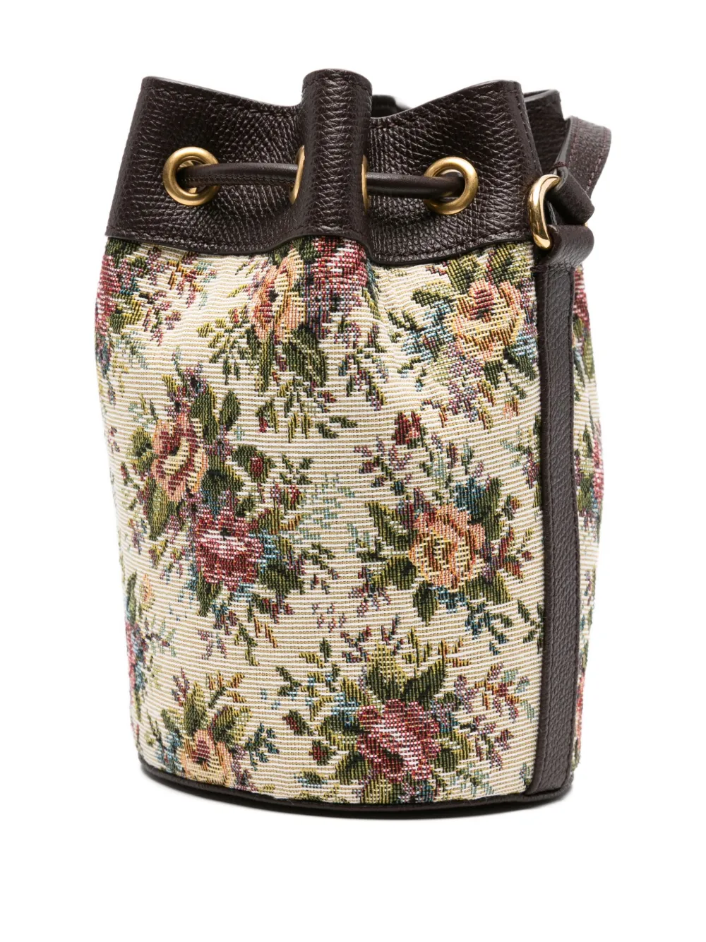 Valentino Garavani Bucket-tas met trekkoord en bloemenpatroon Beige