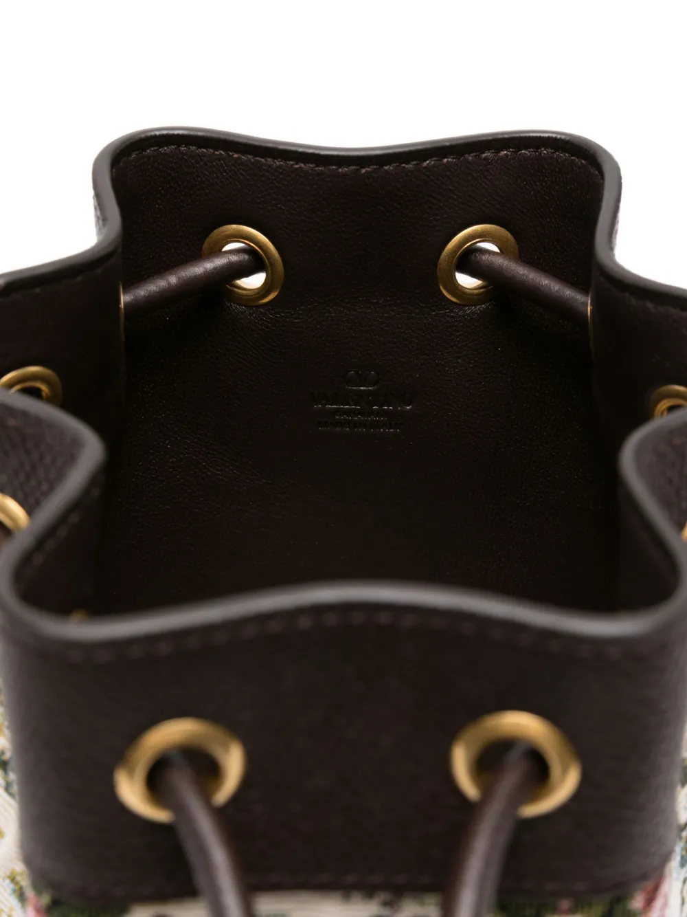 Valentino Garavani Bucket-tas met trekkoord en bloemenpatroon Beige