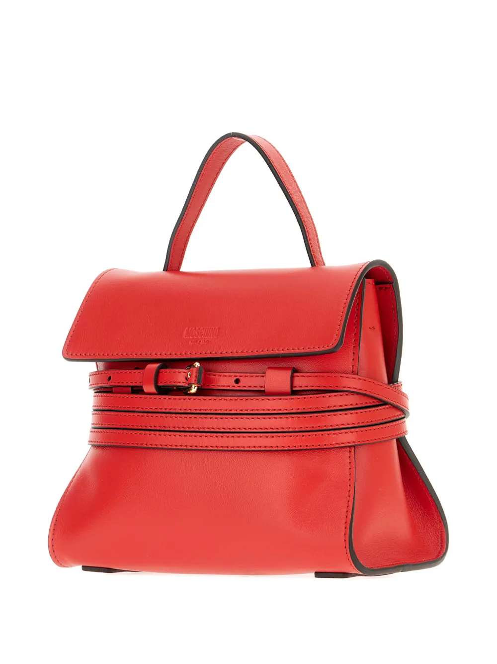 Moschino Tie Me leren shopper 501 FUOCO RED