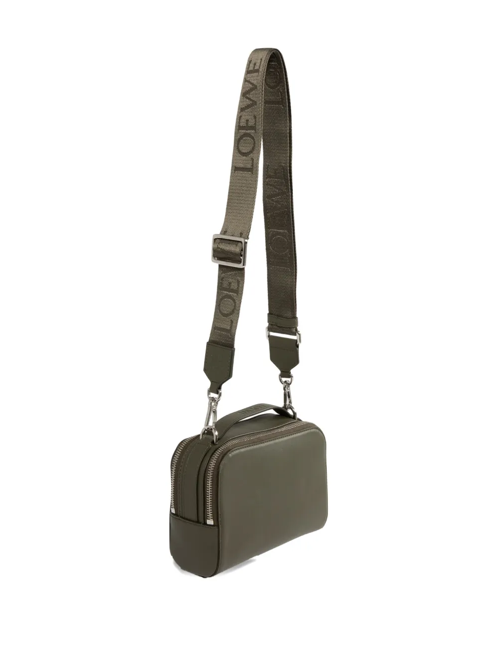 Loewe Mini Anagram-debossed Messenger Bag In Green