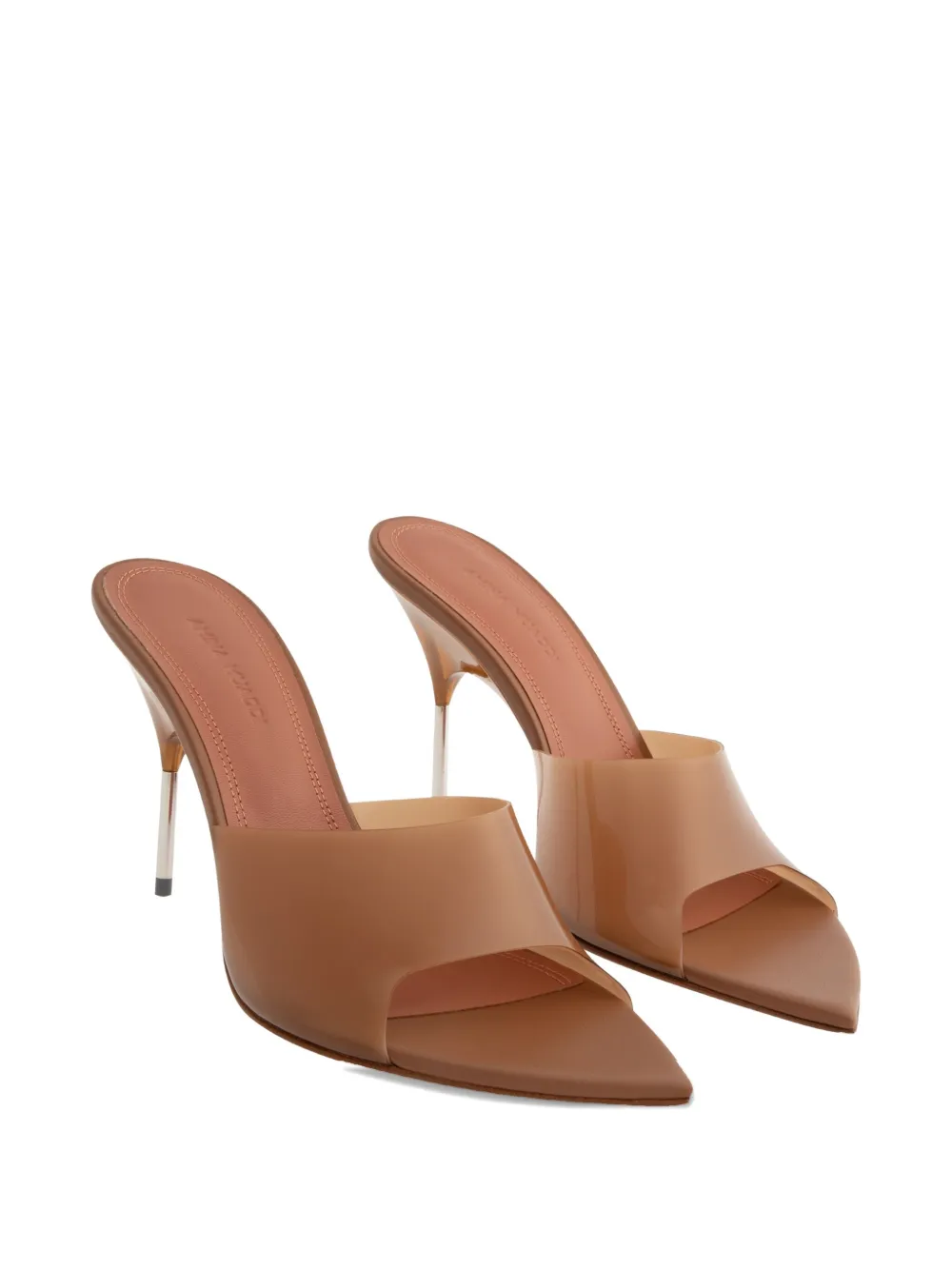 Amina Muaddi 95mm Bianca Glass pointed-toe sandals Brown
