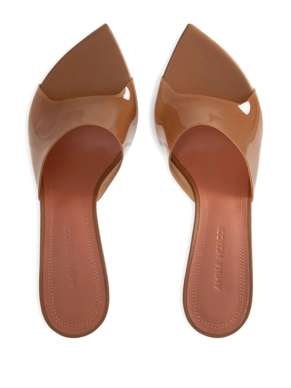 Amina Muaddi 95mm Bianca Glass pointed-toe sandals Brown