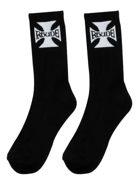 RHUDE logo ribbed socks