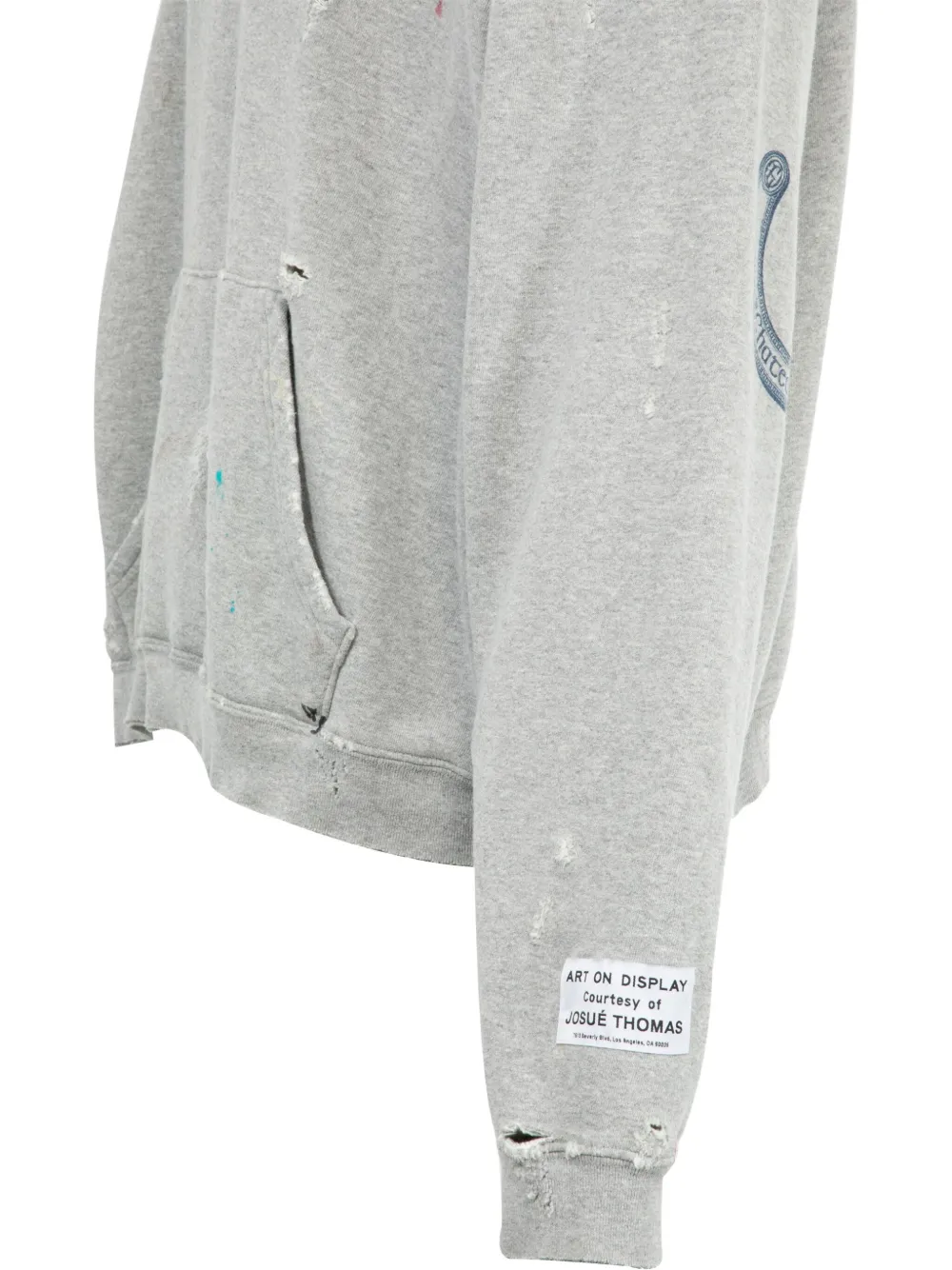 Gallery Dept. Chateau Ranch Distressed Paint-splattered Printed Cotton-blend Jersey Hoodie In Gray