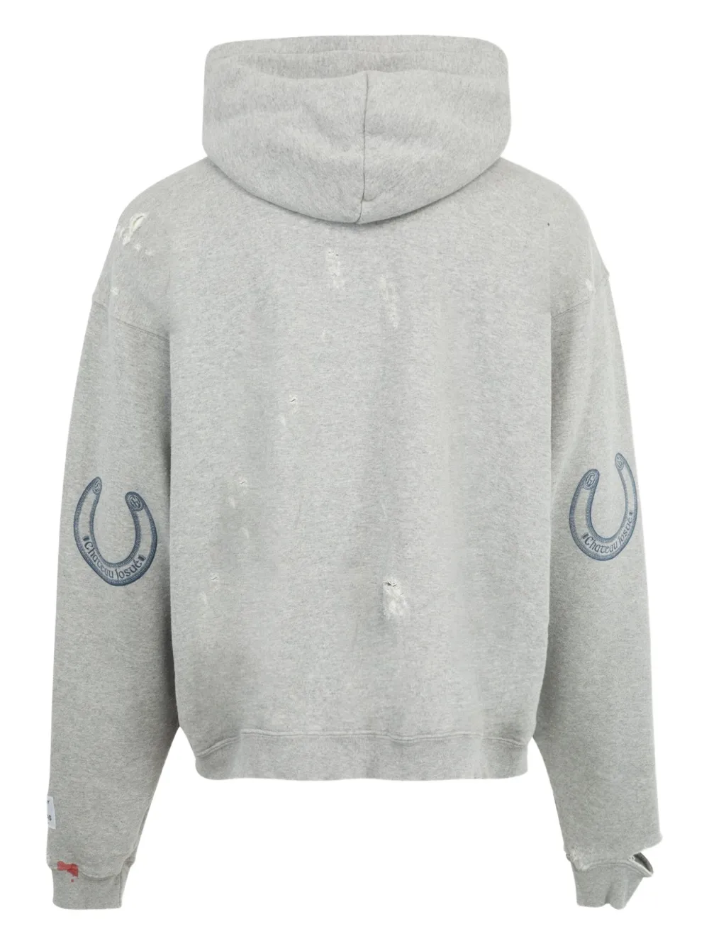 Gallery Dept. Chateau Ranch Distressed Paint-splattered Printed Cotton-blend Jersey Hoodie In Gray
