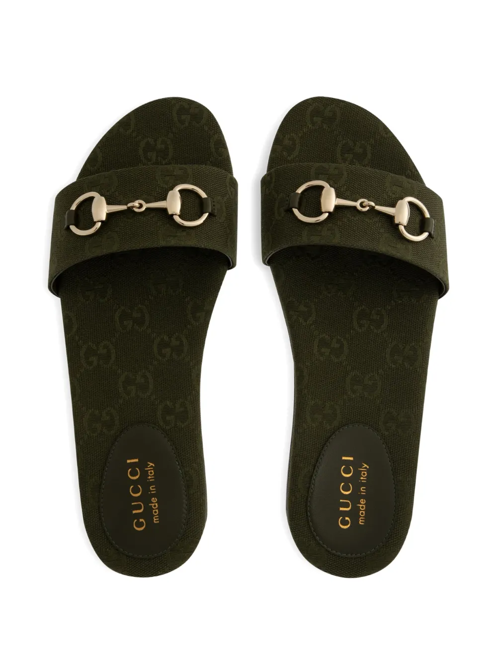 Gucci GG-monogram horsebit-embellished sandals Green