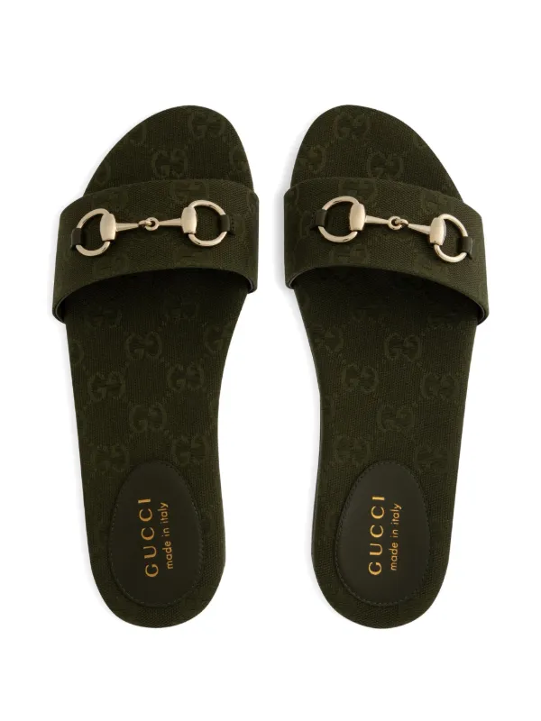 Gucci GGモノグラム ホースビット サンダル | グリーン | FARFETCH JP