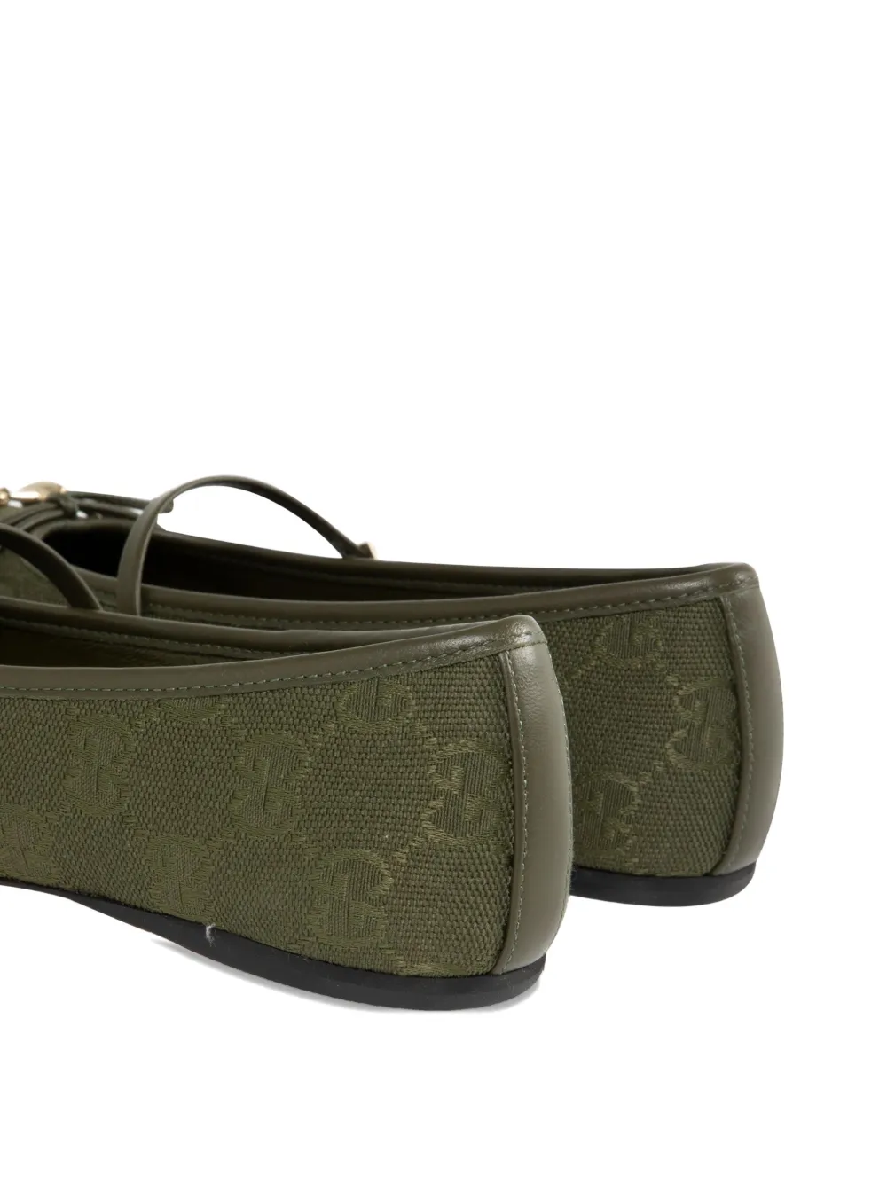 Gucci Horsebit Gg Canvas Ballet Flats In Green