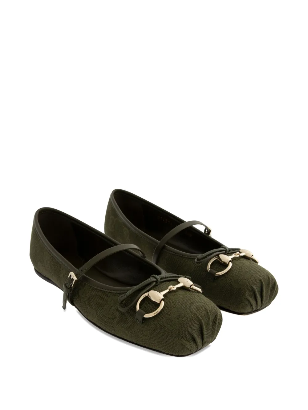 Gucci Horsebit Gg Canvas Ballet Flats In Green
