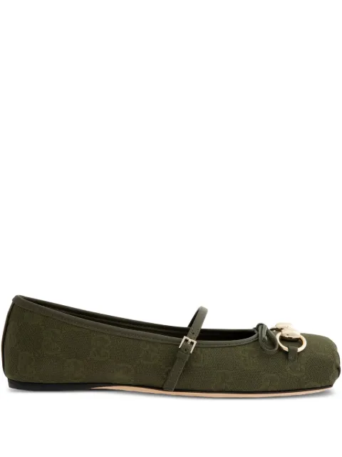 Gucci horsebit GG canvas ballet flats