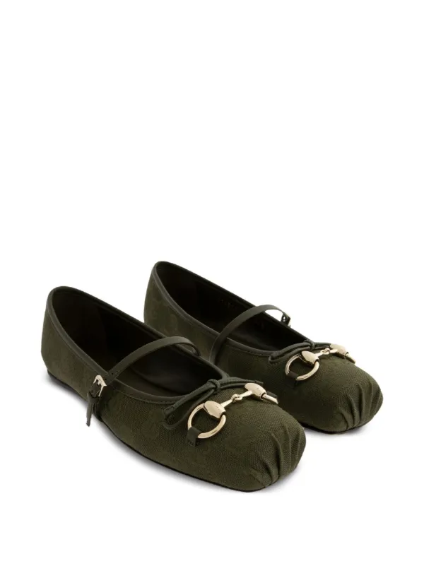 Gucci Horsebit GG Canvas Ballet Flats | Green | FARFETCH Gucci Horsebit GG Canvas Ballet Flats | Green | FARFETCH