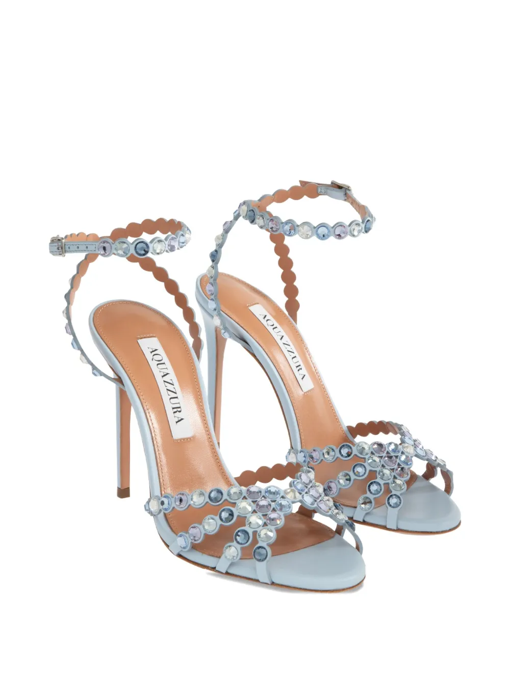 Aquazzura 105mm Tequila crystal-embellished sandals Blue