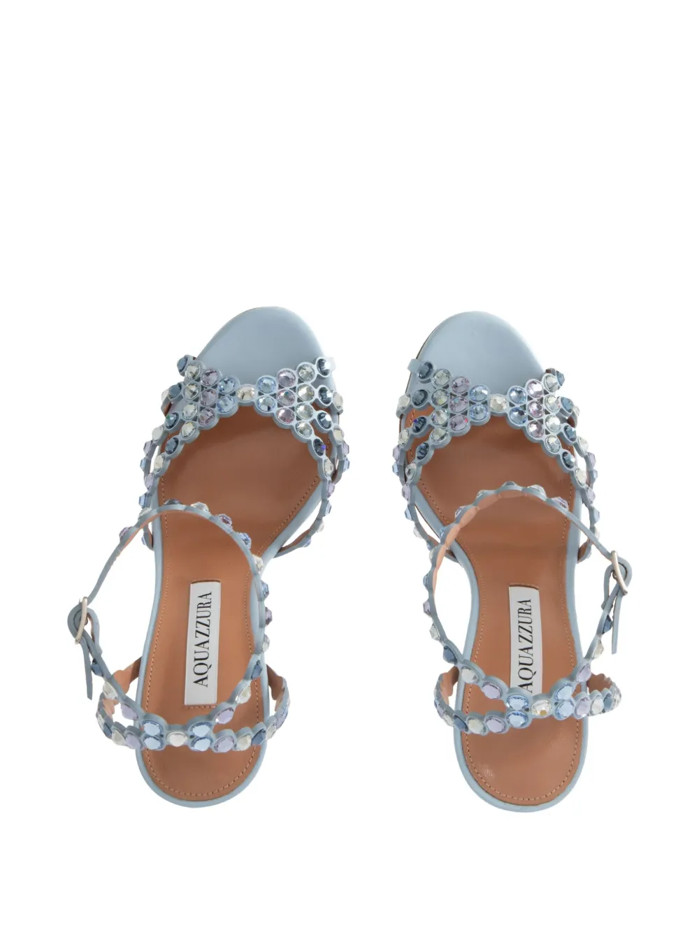 Aquazzura 105mm Tequila crystal-embellished sandals Blue