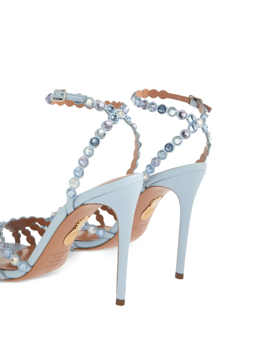 Aquazzura 105mm Tequila crystal-embellished sandals Blue