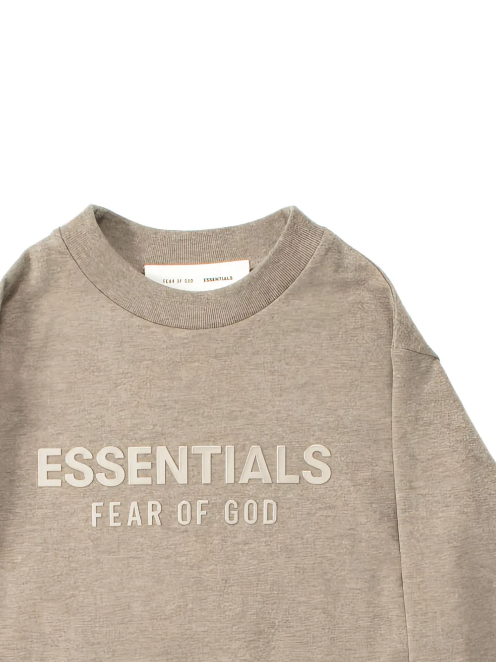 FEAR OF GOD ESSENTIALS KIDS T-shirt met logoprint en ronde hals Beige