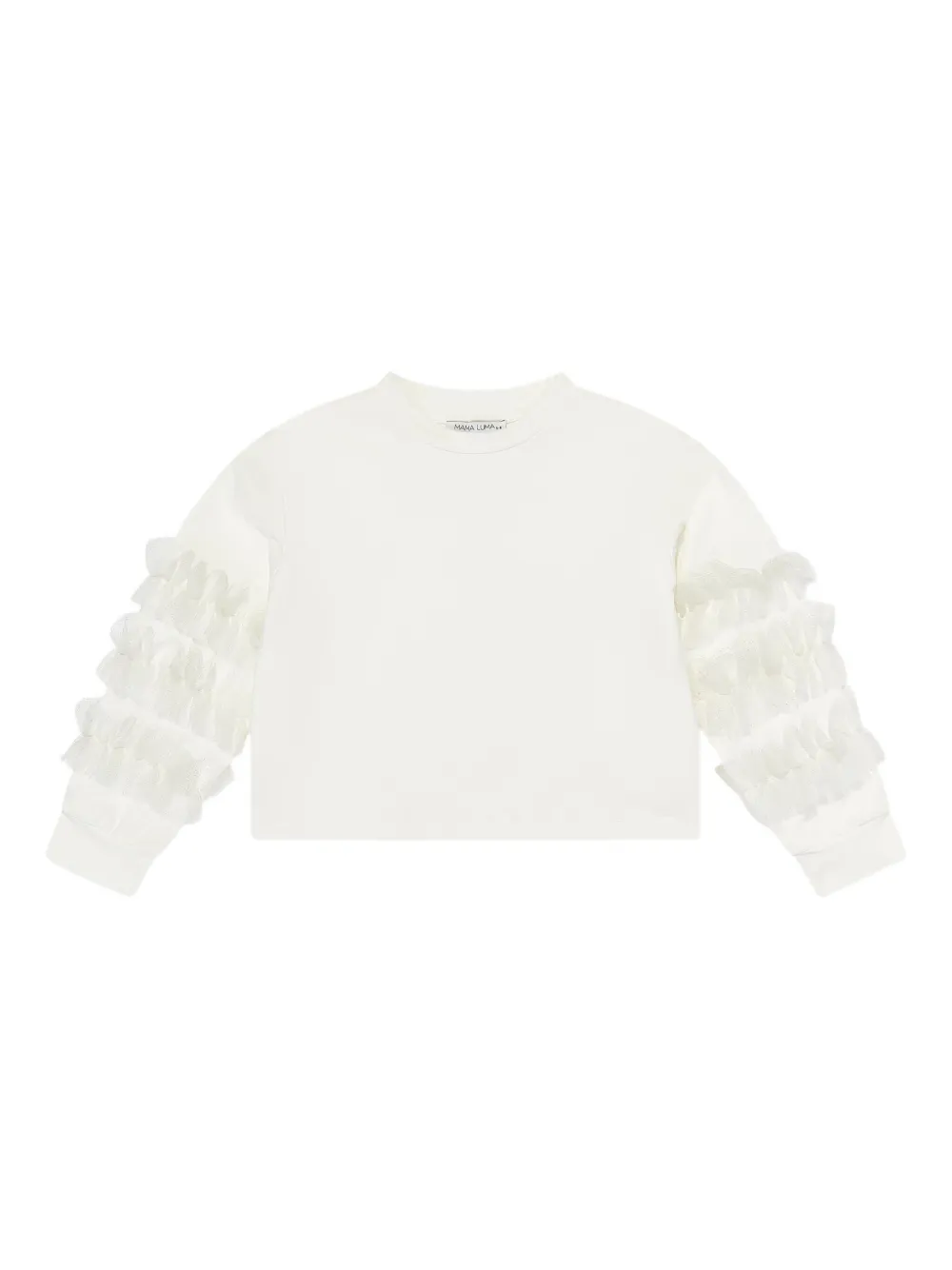 MAMA LUMA KIDS ラッフルスリーブ スウェットシャツ - ホワイト MAMA LUMA KIDS ラッフルスリーブ スウェットシャツ - ホワイト