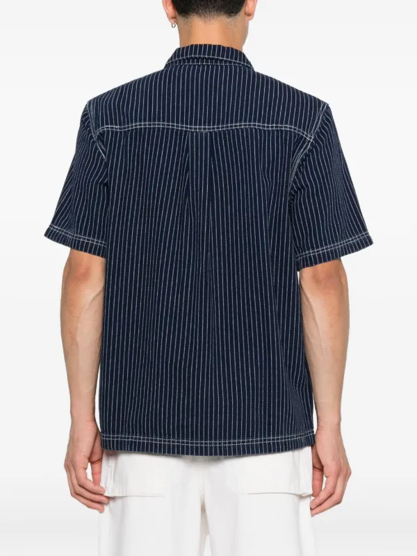 Adidas Wabash Pinstripe half-zip Polo Shirt | Blue | FARFETCH