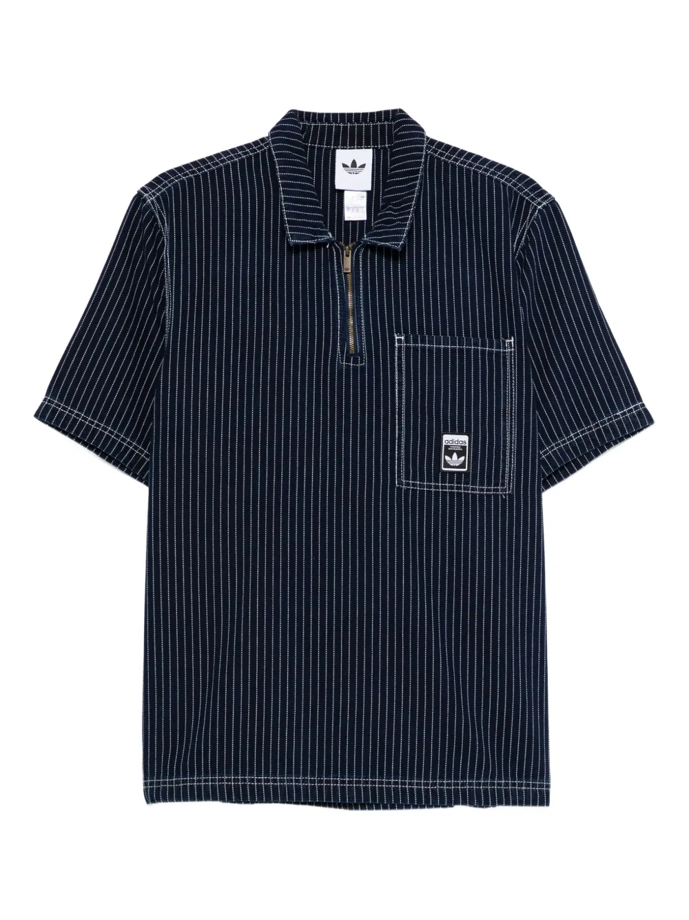 Adidas Wabash poloshirt met krijtstreep en halve rits Blauw