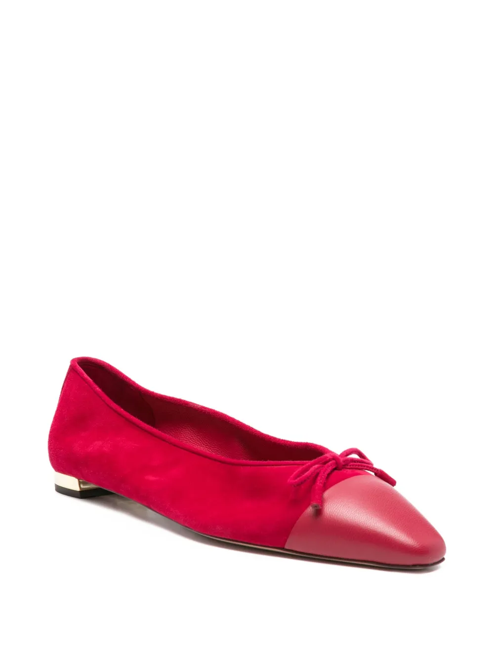 Aquazzura bow-detail suede ballet flats Pink