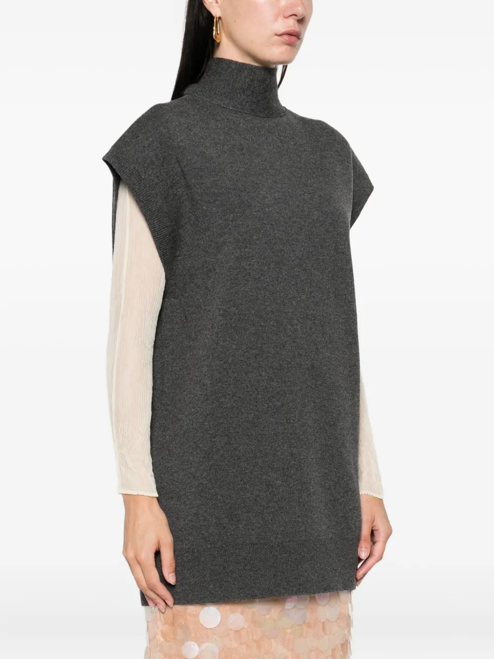 Carven Mouwloze spencer met hoge hals Grijs