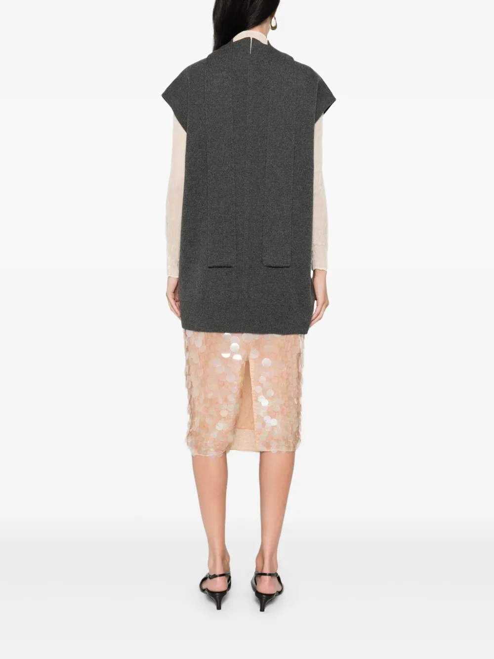 Carven Mouwloze spencer met hoge hals Grijs