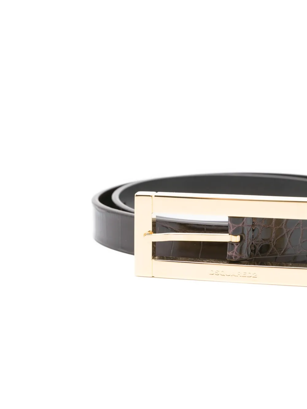 Dsquared2 Crocodile-effect Buckle Belt In Brown