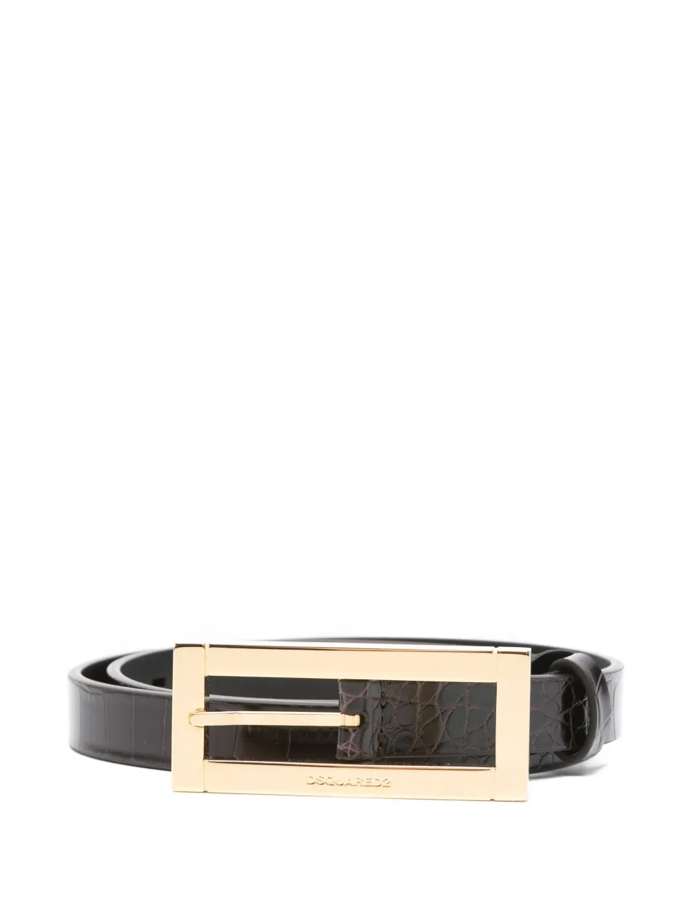 Dsquared2 Crocodile-effect Buckle Belt In Brown