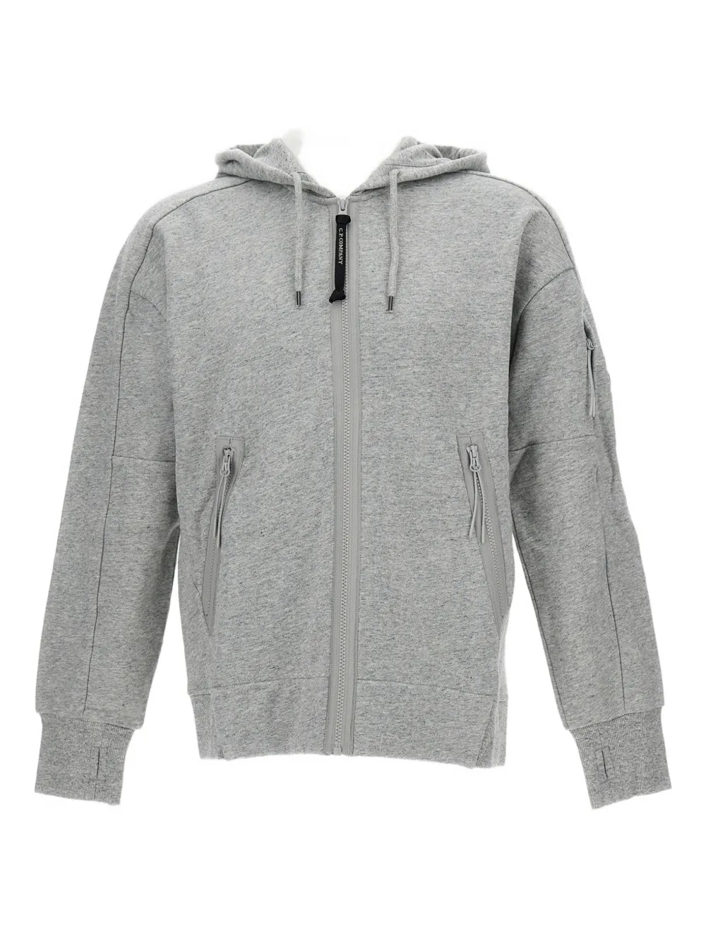 C.p. Company Lens-detail Zip-up Hoodie In Gray