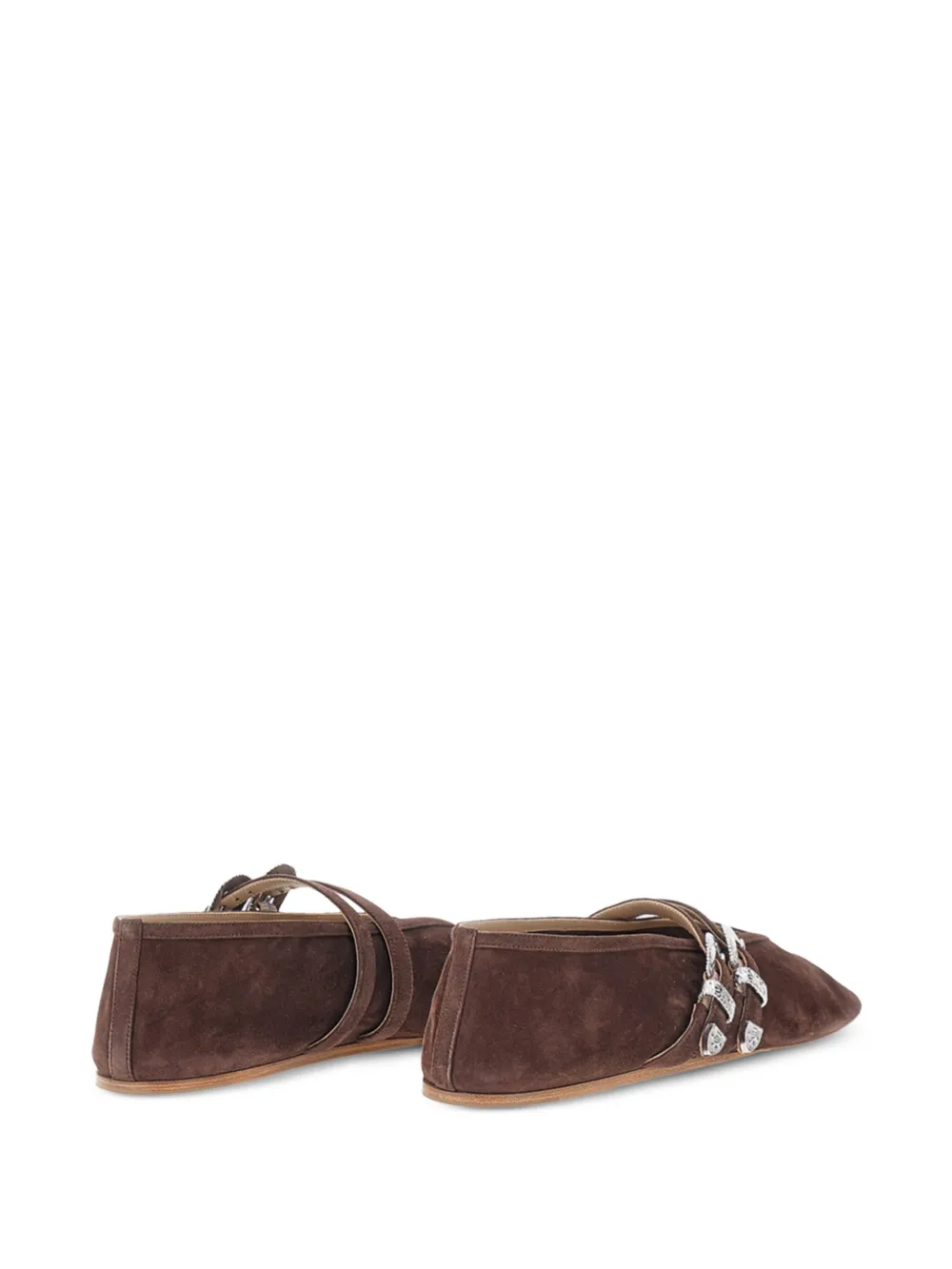 Le Monde Beryl Claudia Buckled Suede Ballet Flats In Brown
