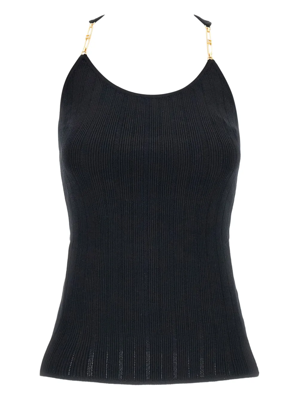 Elisabetta Franchi チェーンストラップ トップ - ブラック Elisabetta Franchi チェーンストラップ トップ - ブラック