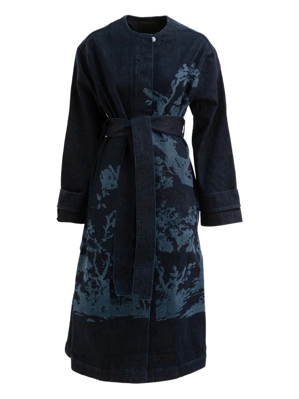 floral-print belted coat