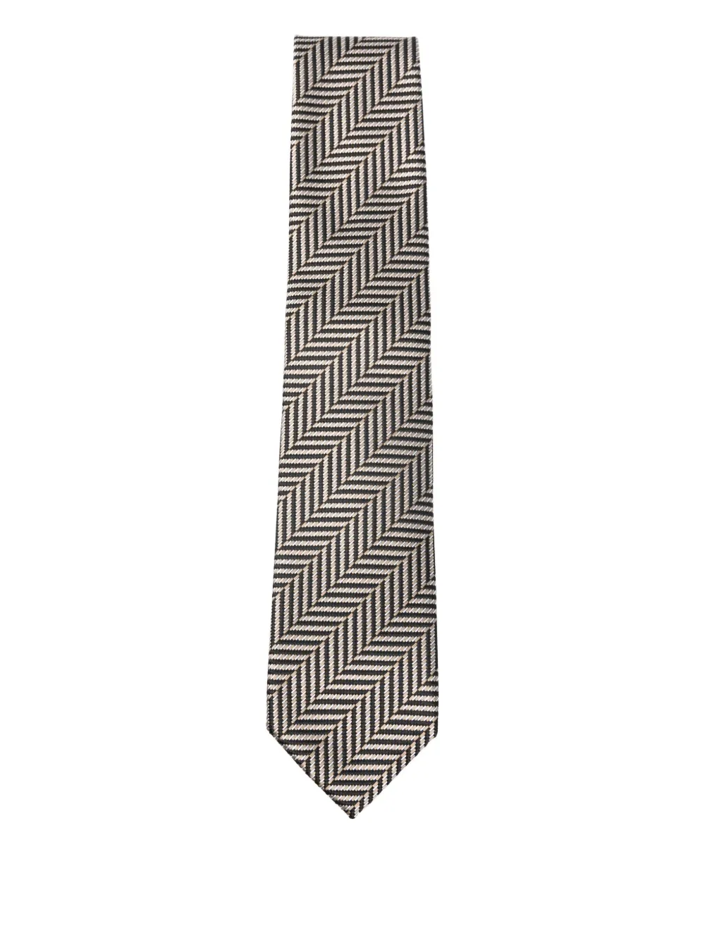 Tom Ford Herringbone-pattern Tie In Black