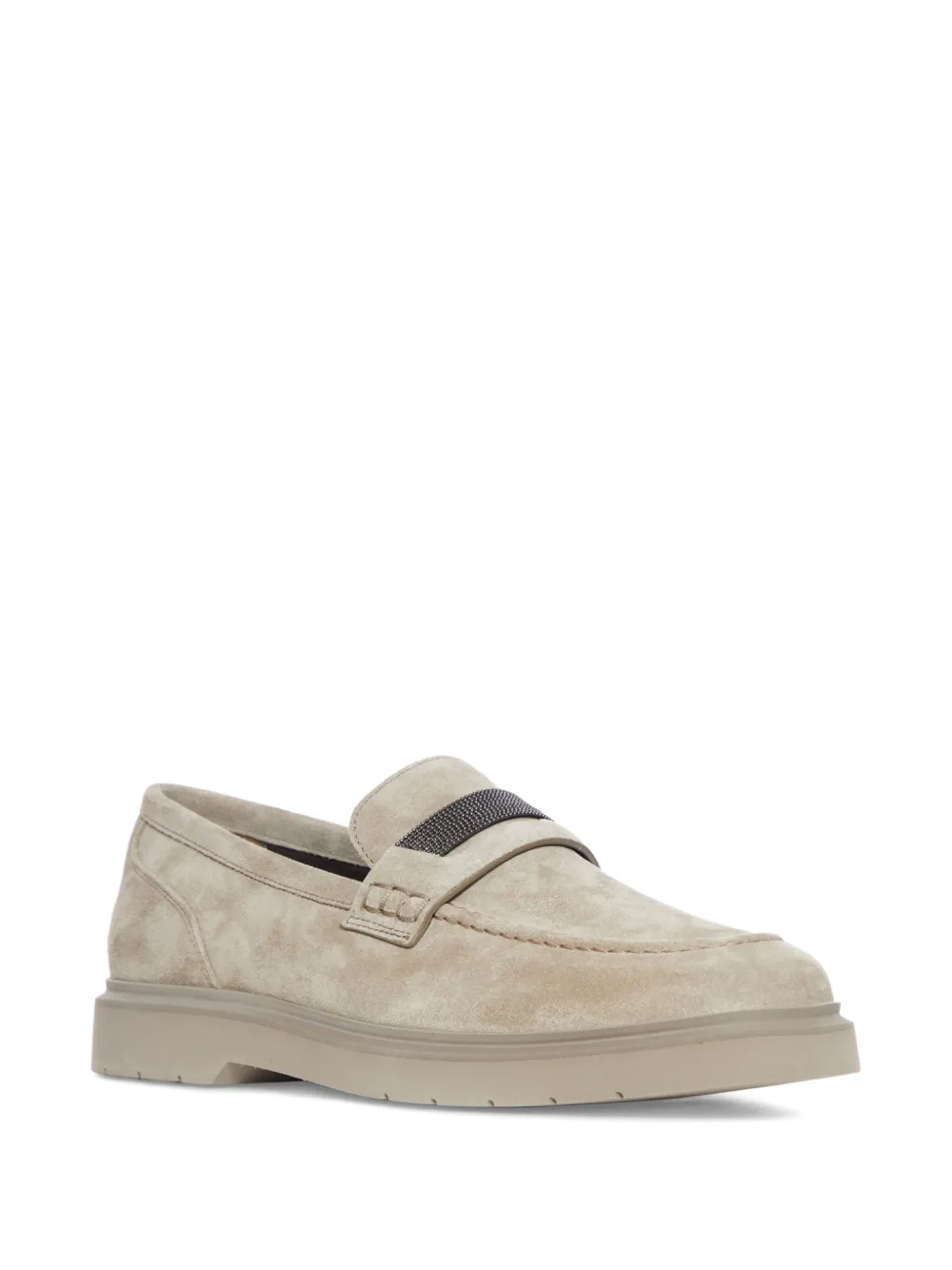 Brunello Cucinelli Glanzende suède loafers Beige